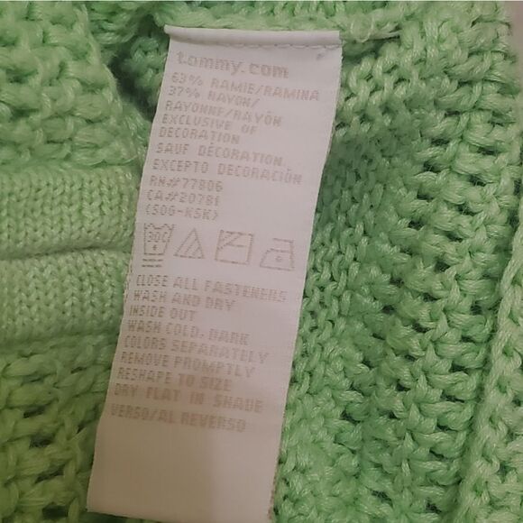 Tommy Hilfiger Green Knit 3/4 Sleeve Knit Zipper Jacket, Size Medium - Picture 6 of 8